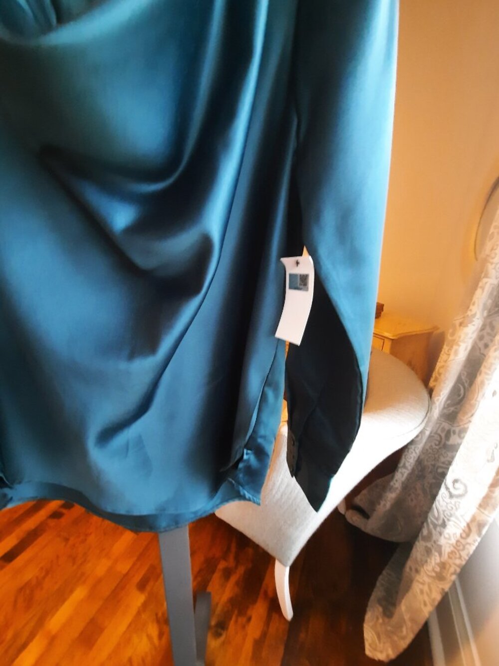 NWT Mexx satin teal blouse with cowl neckline - Picture 6 of 7